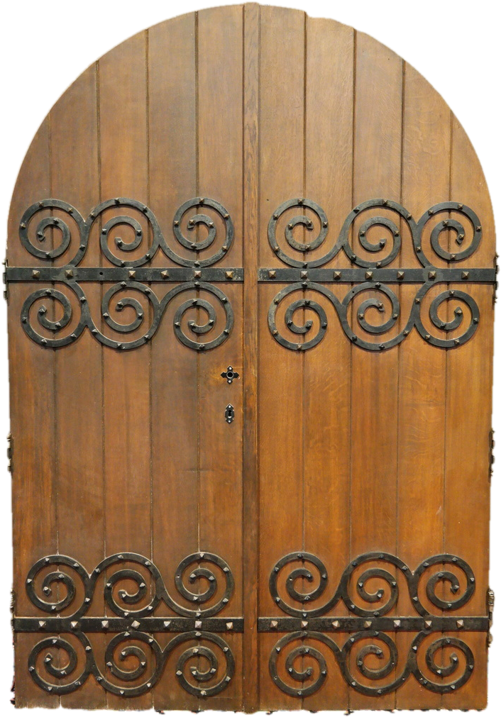 Antique French Gothic Double Entry Door Great Model - Plywood (867x1300), Png Download
