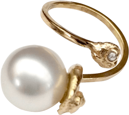One Of A Kind White South Pearl Diamond Ring - Body Jewelry (1075x1088), Png Download
