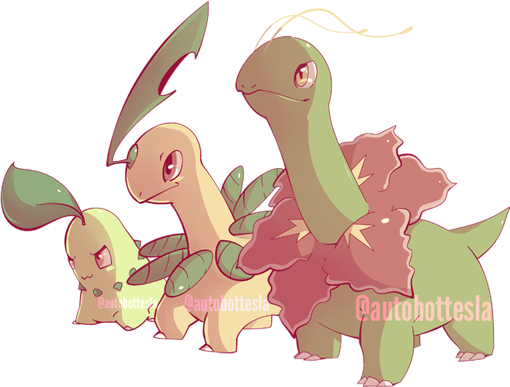 Chikorita, Bayleef, Meganium Commission Commission - Cartoon (750x750), Png Download