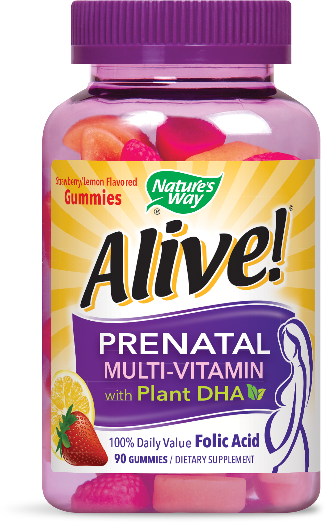 Prenatal Multivitamin Plus Plant Dha Gummies, 90 Ct - Nature's Way (1055x1693), Png Download