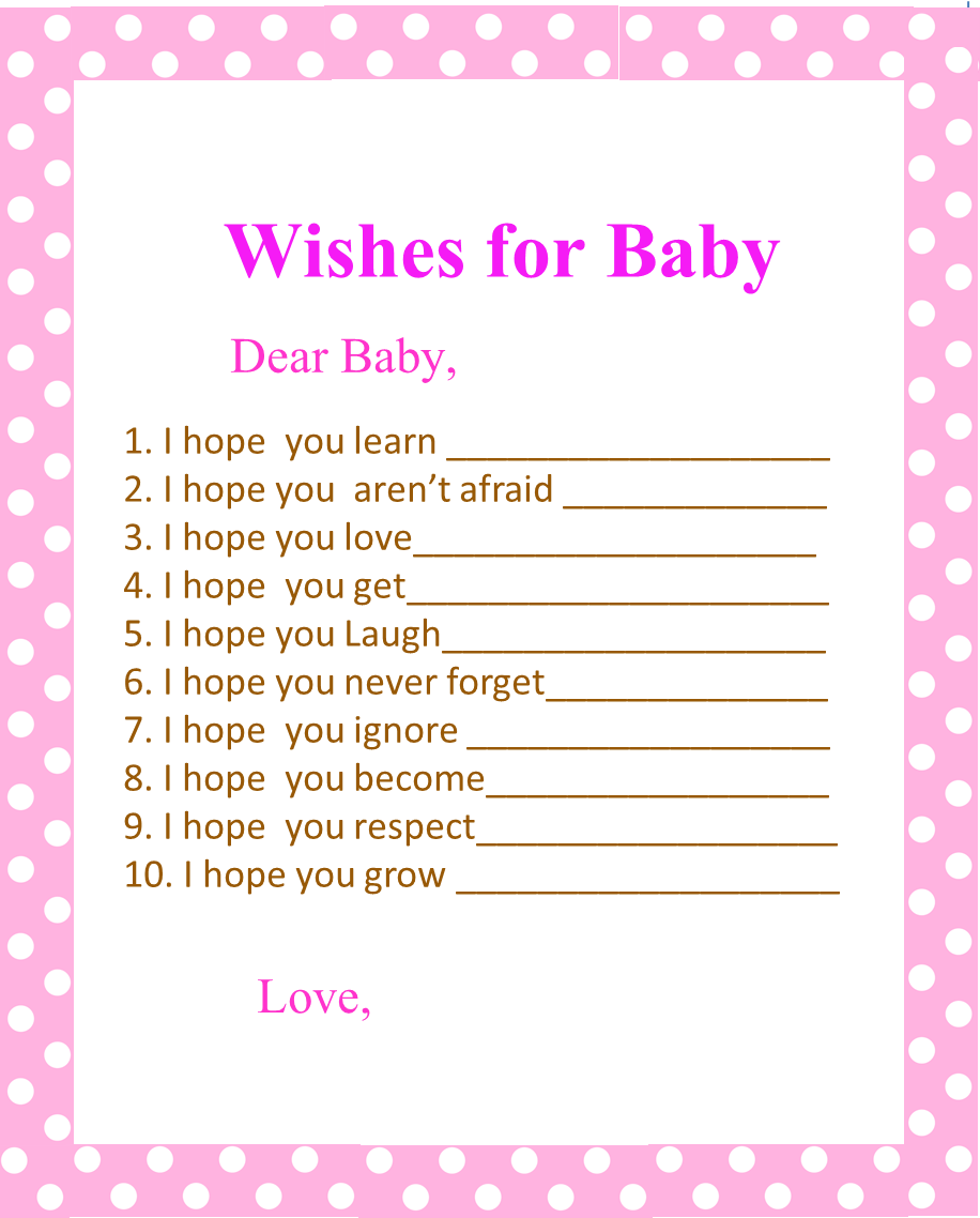 Free Printable Pink Polka Dots Wishes For Baby - Circle (916x1138), Png Download