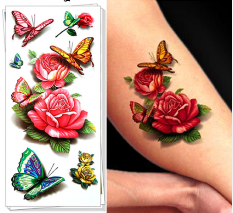 Rosa Y Mariposa Tatuajes (900x1200), Png Download