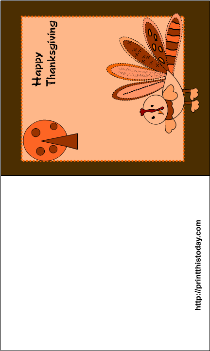 Free Printable Happy Thanksgiving Card - Turkey Thanksgiving Printable Card (612x792), Png Download