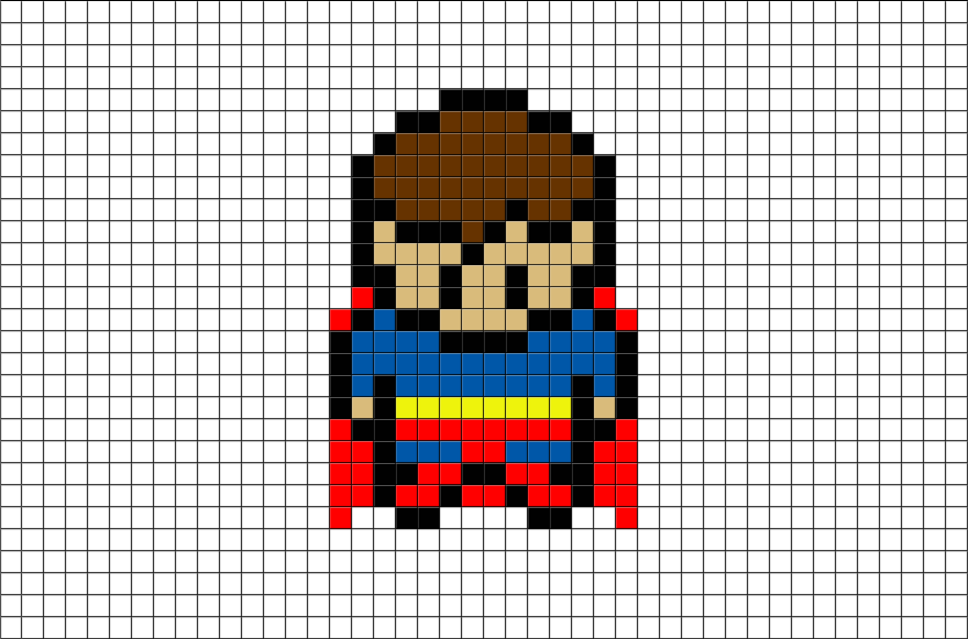 Superman Pixel Art From Brikbook - Small Pixel Art Grid (880x581), Png Download