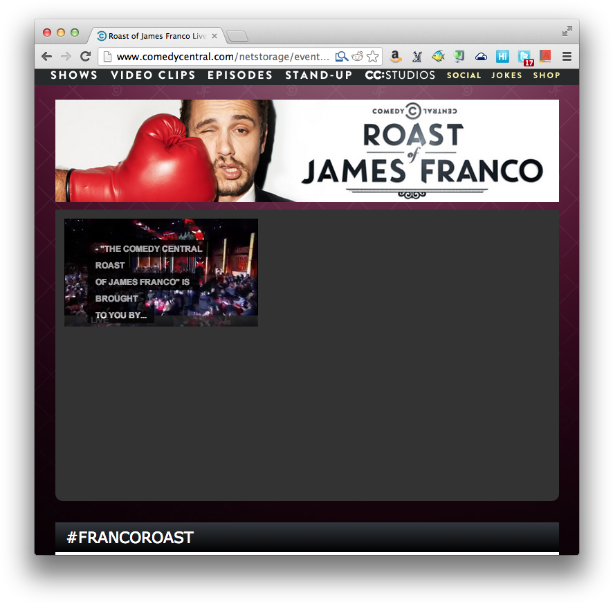 Streaming The Franco Roast On Comedy Central - Online Advertising (901x888), Png Download