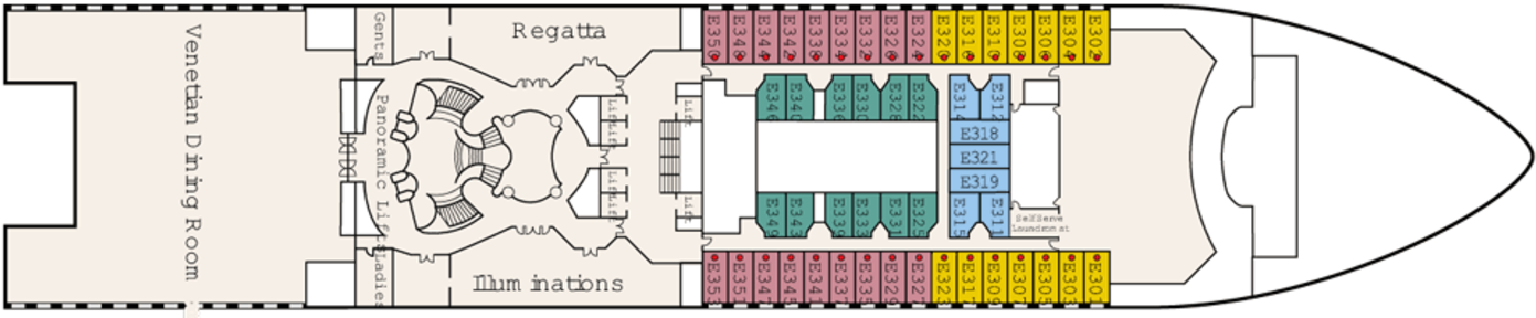 Princess Cruises Sun Class Dawn Deck 06 Emerald - Floor Plan (1400x293), Png Download