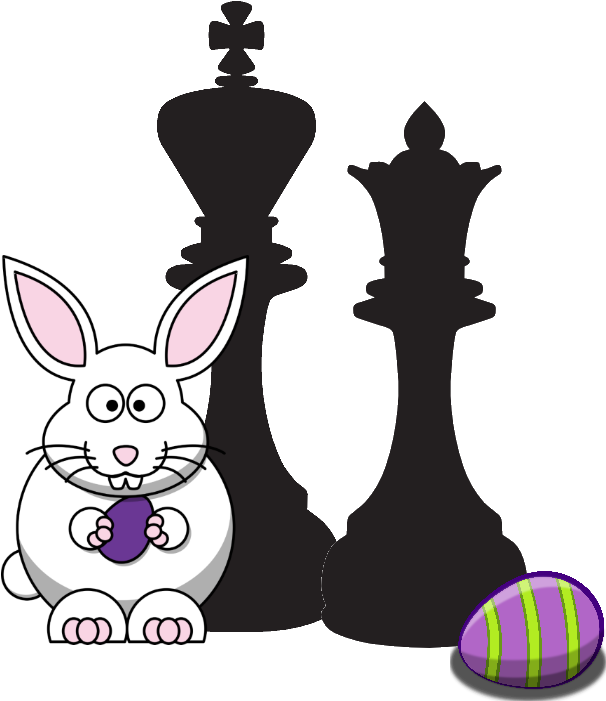 Easter Bunny With Chess King And Queen - Chess Easter (634x722), Png Download
