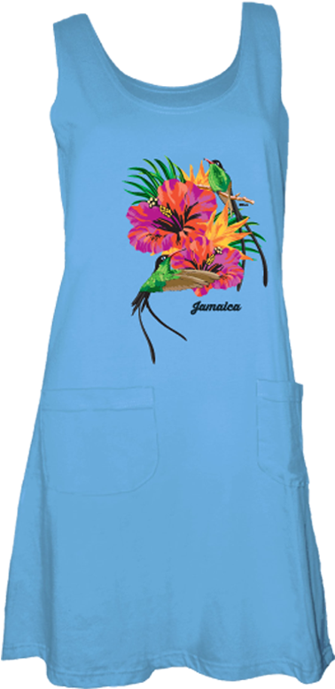 Ladies Printed Jersey Tank Dress - Hawaiian Hibiscus (800x800), Png Download