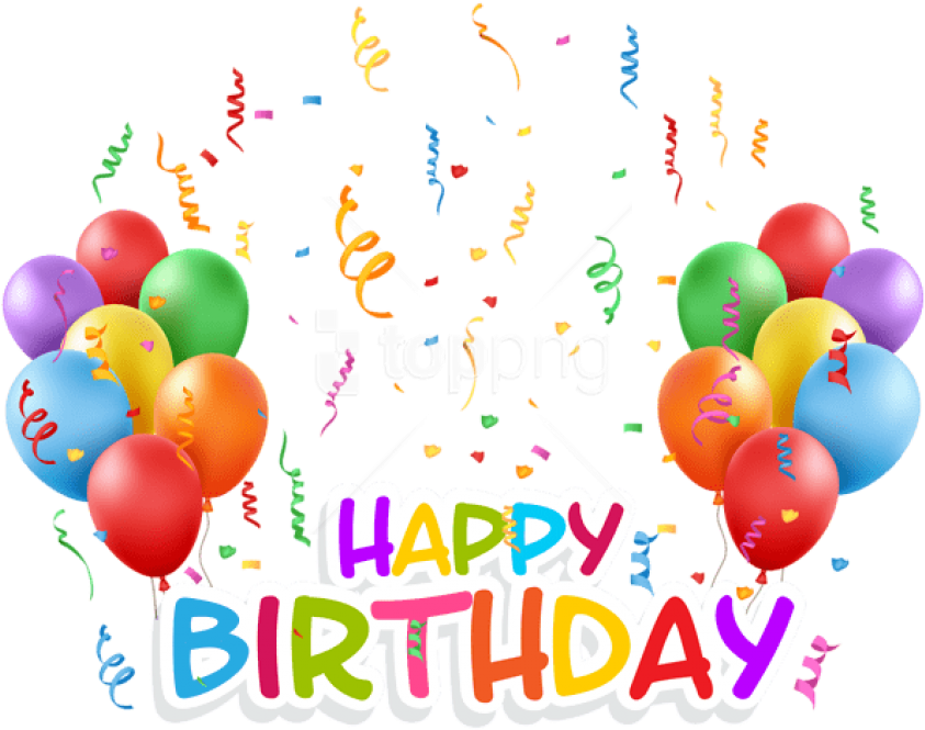 Free Png Download Transparent Happy Birthday And Baloons - Happy Birthday Balloons Png (850x668), Png Download
