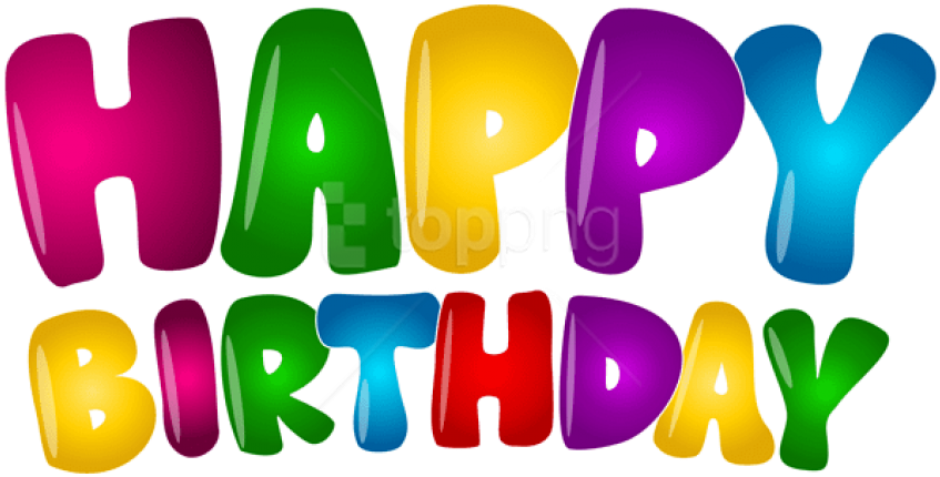 Download Happy Birthday Colorful Text Png Png Images - Happy Birthday Balloon Png (850x437), Png Download