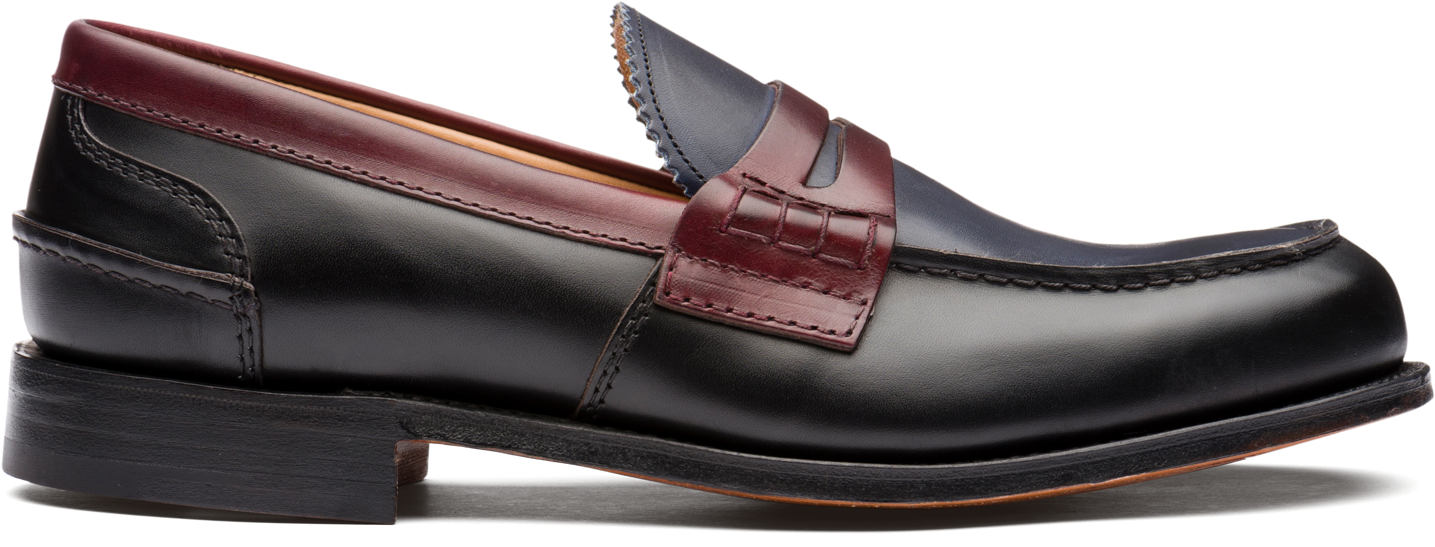 Pembrey 2 Nevada Leather Loafer Tricolor Black Church's - Leather (3200x2250), Png Download