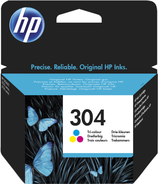 Hp 304 Tri-colour Original Ink Cartridge - N9k05ae (800x601), Png Download