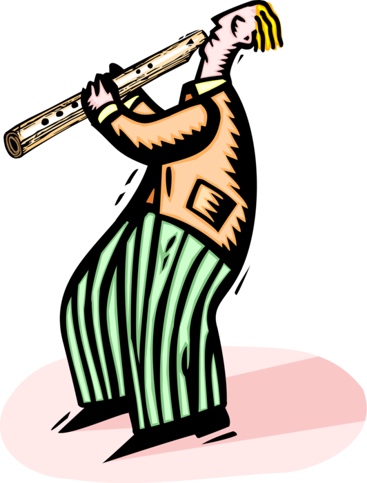 Vector Illustration Of Musician Flutist Plays Flute - Illustration (532x700), Png Download