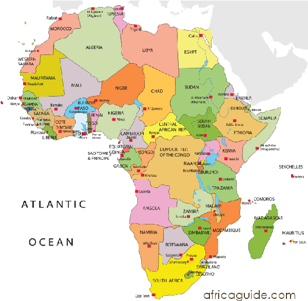Which Continent Is The Closest To Africa - Hd Map Of Africa (602x601), Png Download