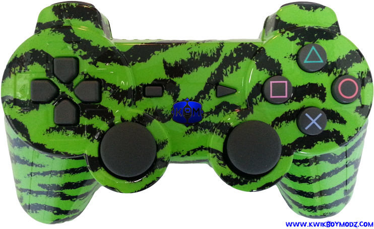 Green Tiger Camo Dualshock 3 Ps3 Controller, $79 - Game Controller (800x493), Png Download