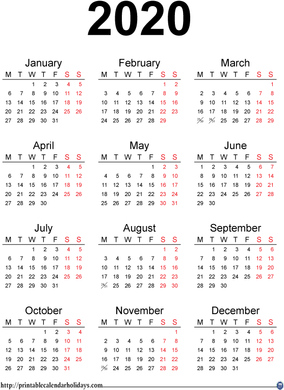 2020 Yearly Calendar Printable 56943 , 2017 12 30 - 2018 Calendar Printable One Page (595x842), Png Download