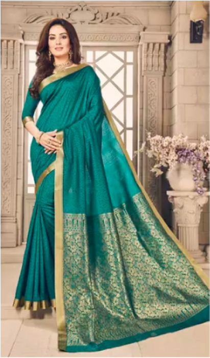 Purvanchal Collection Green Color Silk Blend Saree - Velvet (700x700), Png Download
