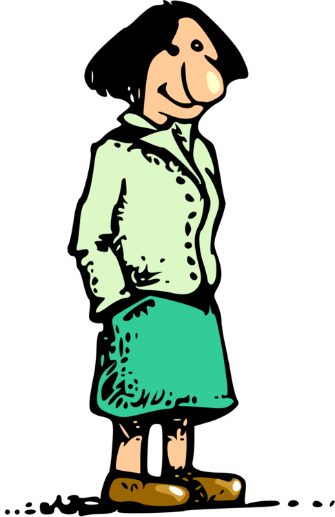 Human Nose Cartoon Woman Drawing Female - Cartoon Girl Big Nose (486x750), Png Download