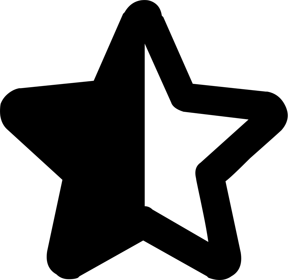 Star Half Outline - Wikimedia Commons (981x954), Png Download