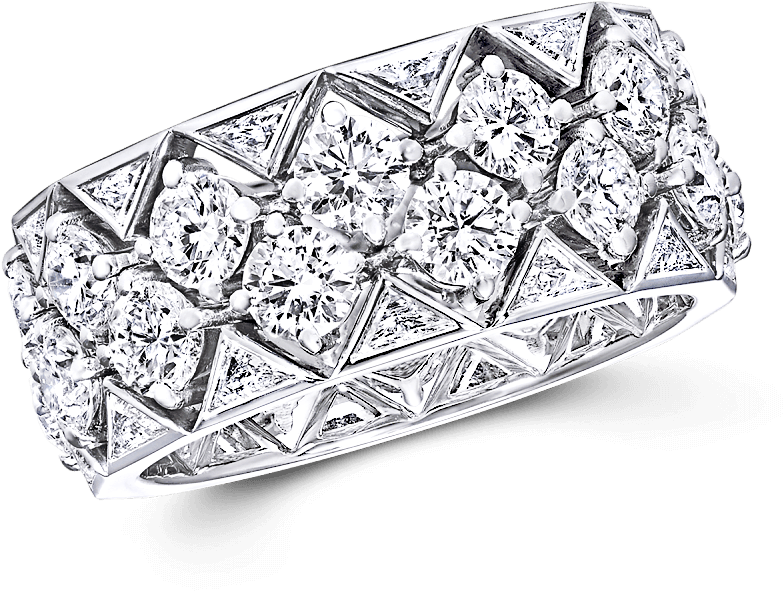 A Graff Snowfall Double Row Ring Featuring Round And - Titanium Ring (2000x2000), Png Download