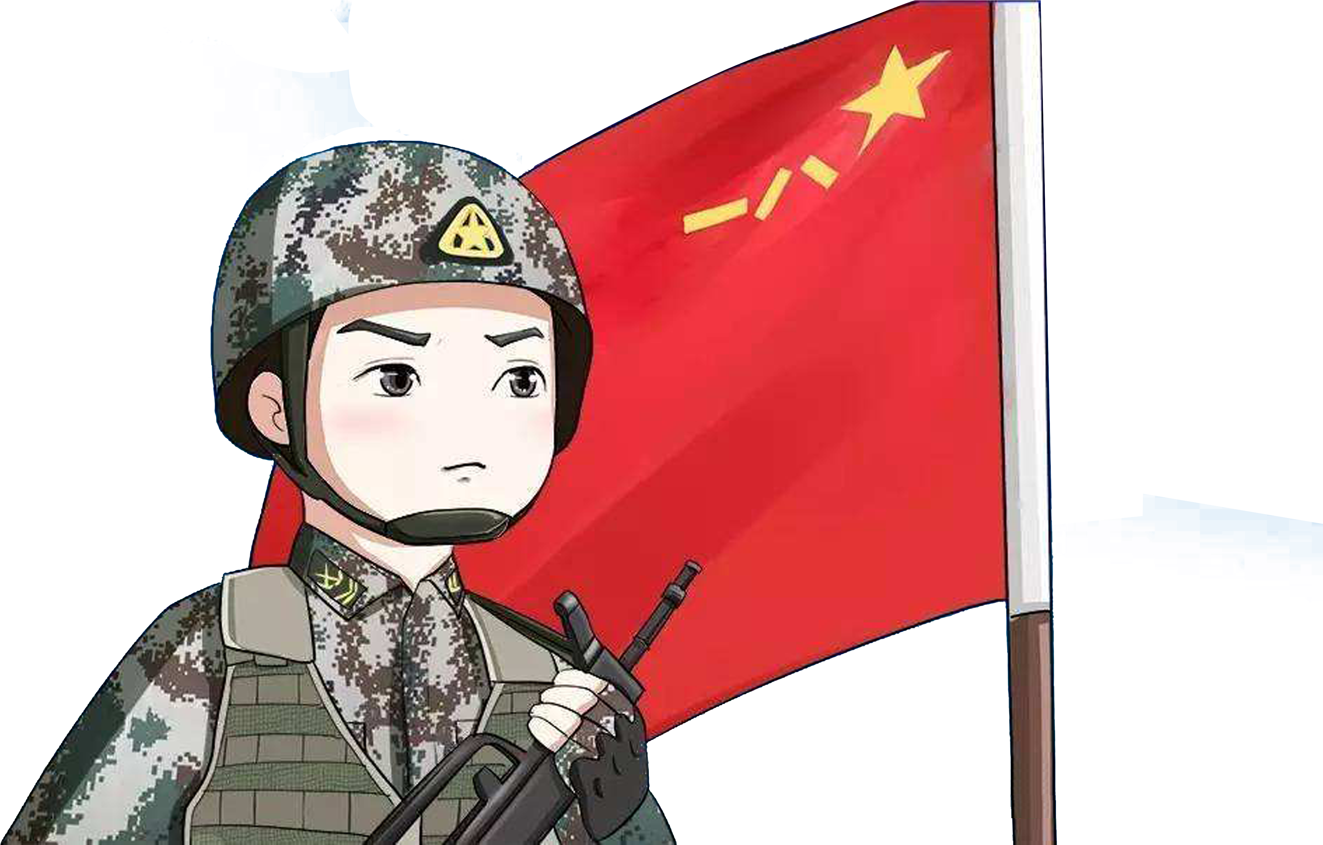 Cartoon Soldier Drawing Illustration - Soldados Con Bandera Dibujos (5000x5000), Png Download
