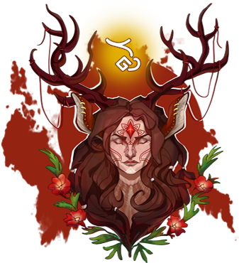 Fire Demon In The Tef Deer Body - Illustration (374x369), Png Download