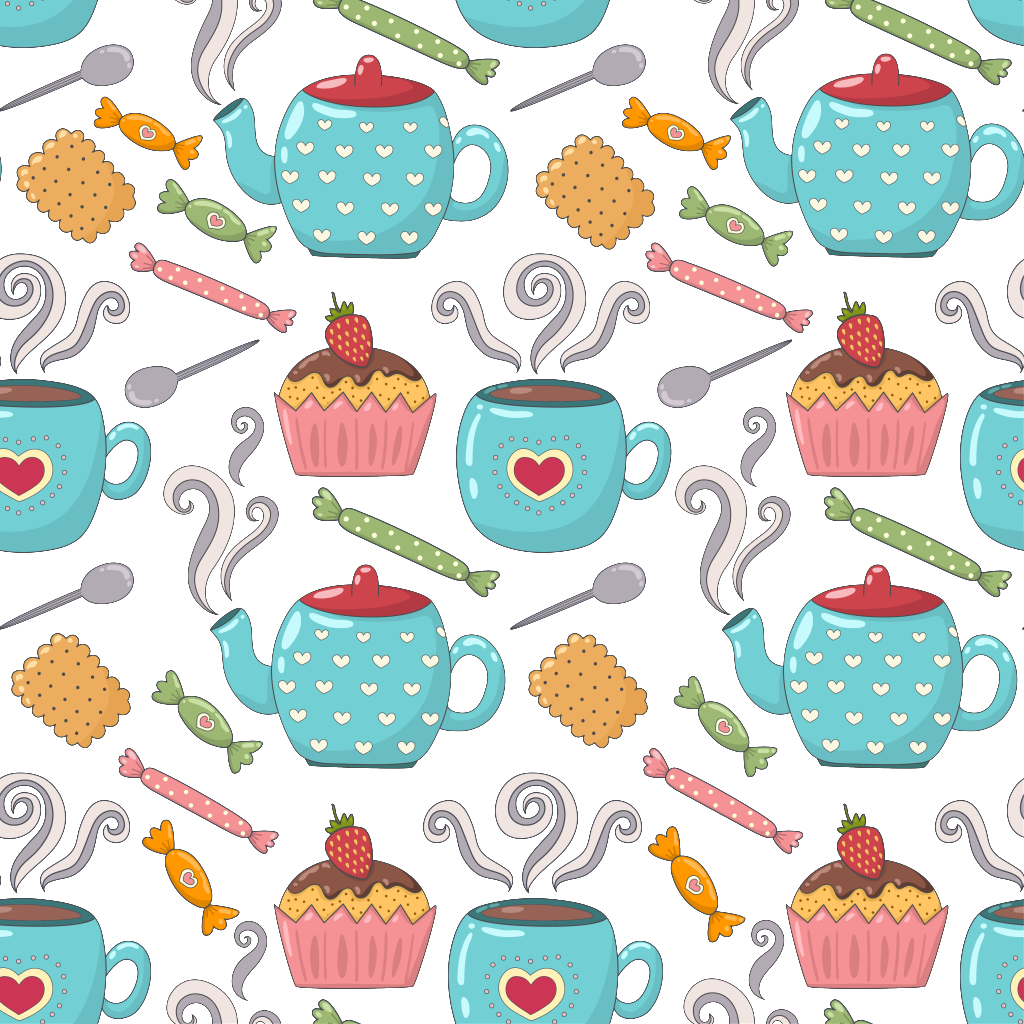 Hand Painted Afternoon Tea Background Png Transparent Tea Pot Wallpaper Pattern Full Size Png Download Seekpng