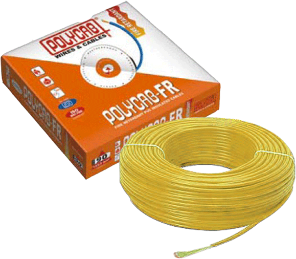 00 Sq Mm Wire Fr 90 Meters Pack Yellow - Polycab 4 Sq Mm Wire Price (600x600), Png Download