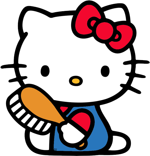 Hello Kitty Holding A Hair Brush - Hello Kitty Mermaid (500x525), Png Download
