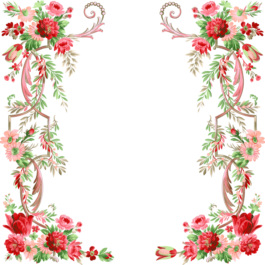 Molduras Floral - Flowers Border Design (871x870), Png Download