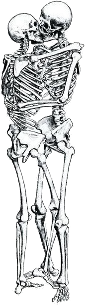 Transparent Skeletons Kissing By Shpresamonster On - Dark Skulls Flip Flops (396x617), Png Download