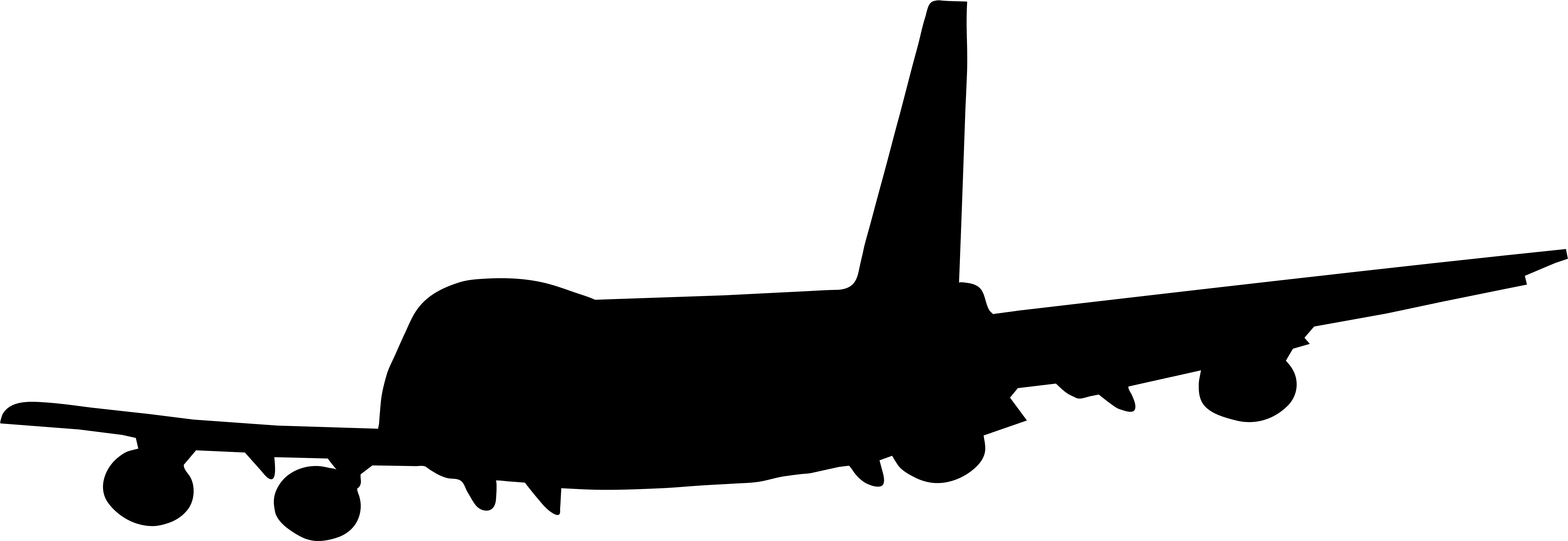 Vector Black And White Download Png Clip Art Image - Free Plane Silhouette Clipart (8000x2815), Png Download