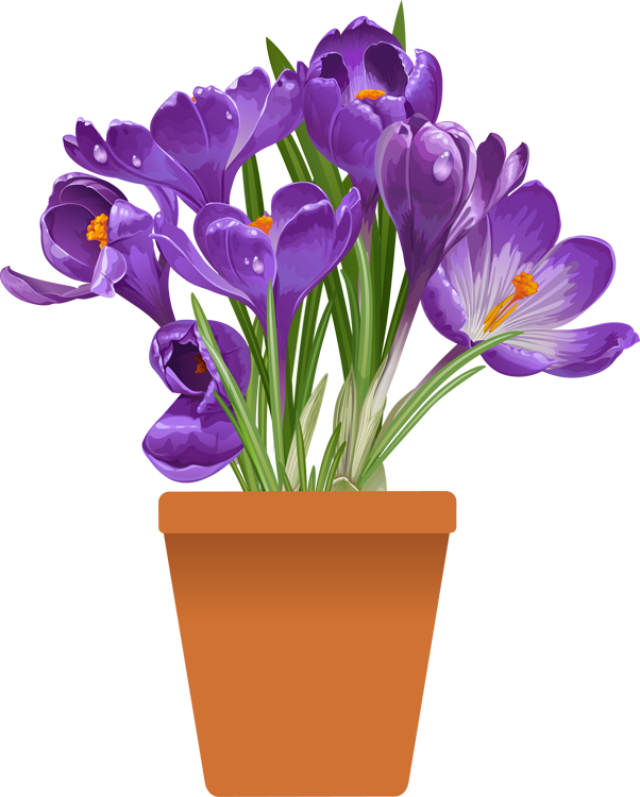 Clip Art Of Beautiful Plants For The Spring Garden - Purple Flower In Pot (640x797), Png Download