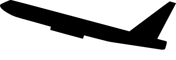 Airplane Clipart Black Png - Plane Taking Off Vector (600x205), Png Download