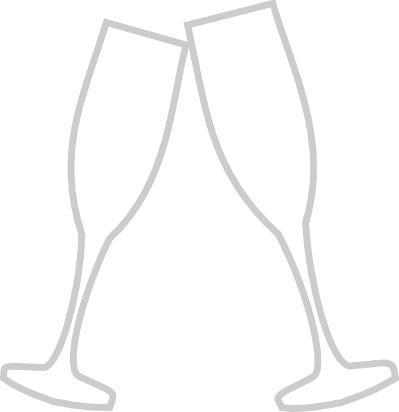 Svg Free Stock Black And White Champagne Bottle Clipart - White Champagne Glass Png (576x595), Png Download