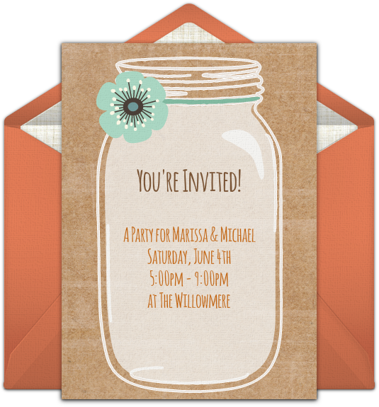 Rustic Mason Jar Online Invitation - Party (650x650), Png Download