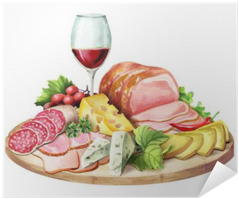 Smoked Meat, Cheese And Glass Of Wine - Salumi E Formaggi Clip Art (400x400), Png Download