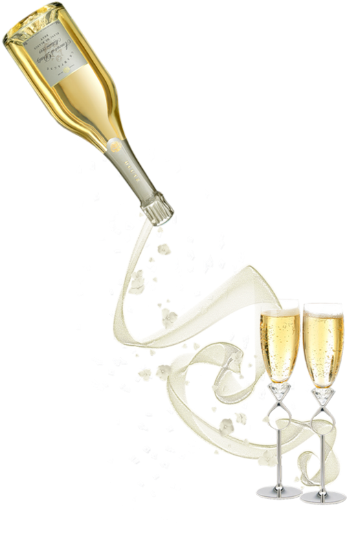 Verres Et Bouteille De Champagne - Prosecco Pouring (571x800), Png Download