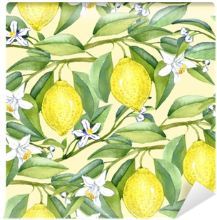 Lemon Branches With Fruits And White Flowers, Seamless - Illustration (400x400), Png Download