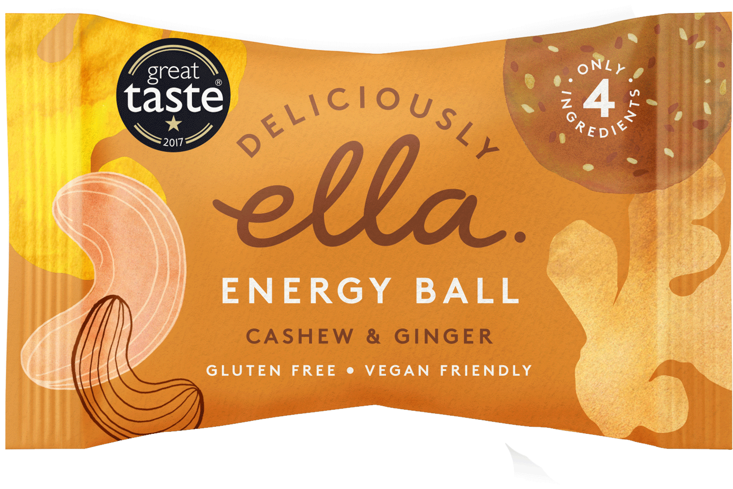 Deliciously Ella Cashew & Ginger Energy Ball X - Deliciously Ella Packaging (1890x1337), Png Download