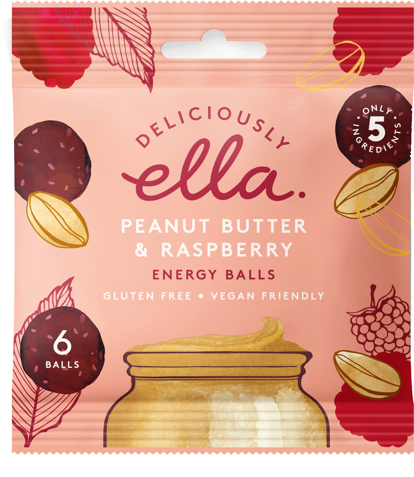 Deliciously Ella Peanut Butter & Raspberry Energy Balls - Food (1654x1890), Png Download