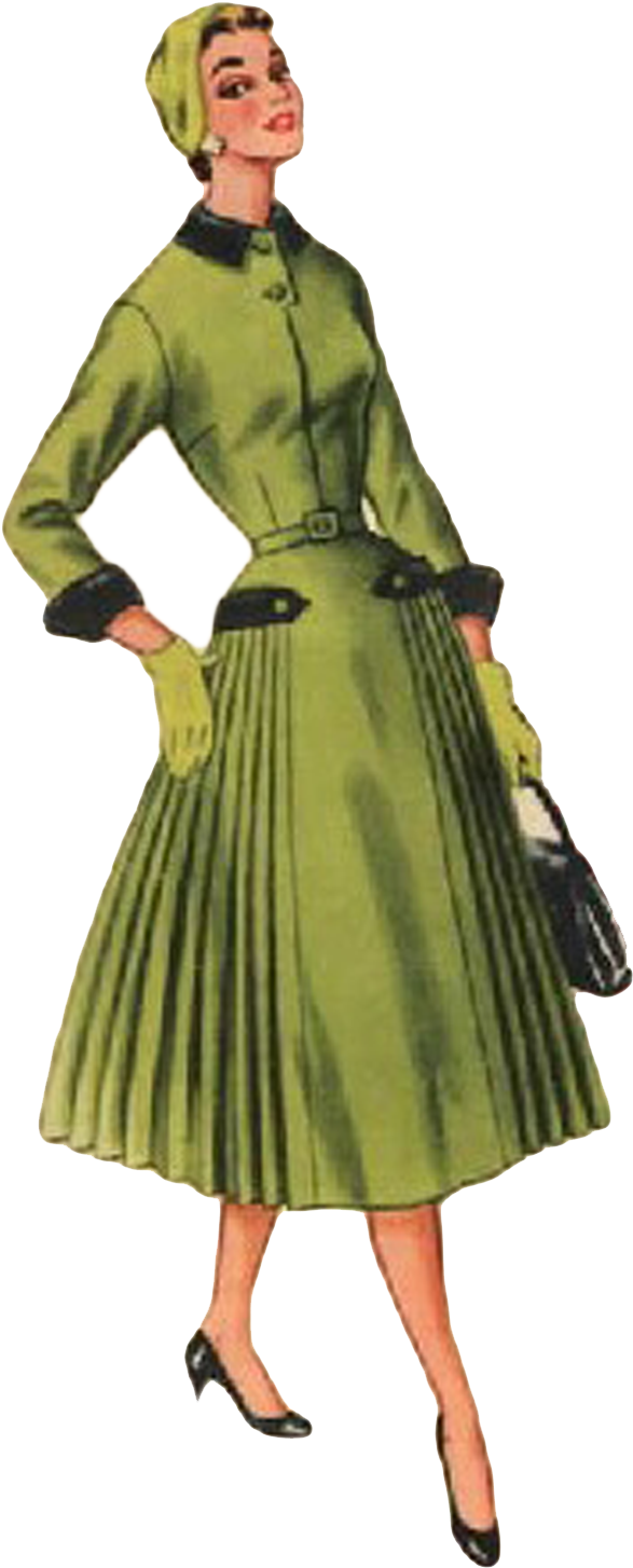 Free Vintage Digital Stamps** - 1940s Fashion Transparent Background (593x1460), Png Download