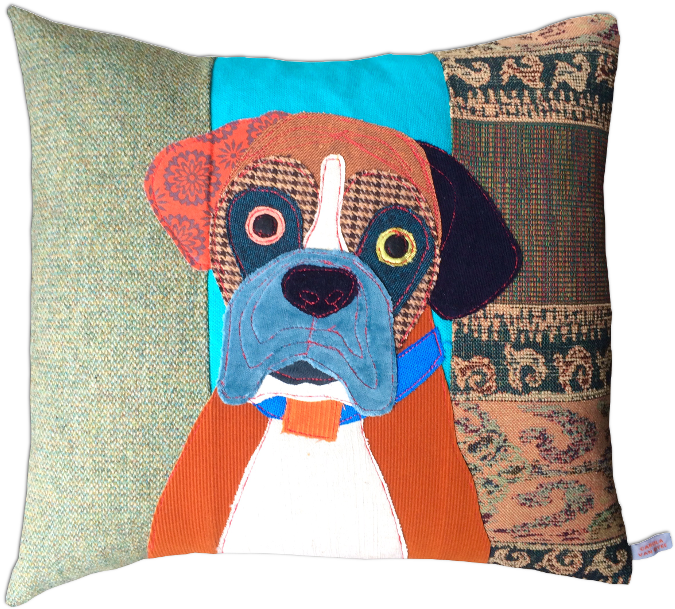 Bertie The Boxer Cushion - Cushion (675x672), Png Download