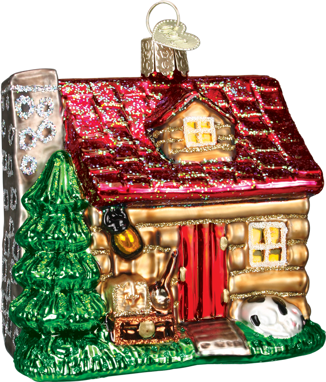 Log Cabin Glass Ornament - Christmas Ornament (1200x1200), Png Download