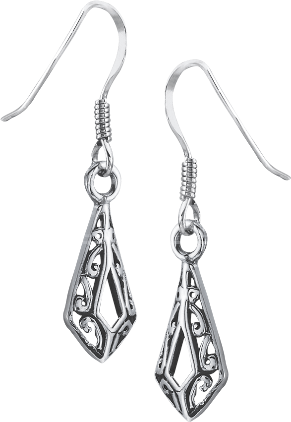Sterling Silver Filigree Scrollwork Earrings - Earrings (850x850), Png Download