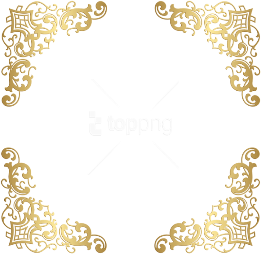Free Png Download Gold Decorative Corners Transparent - Gold Border No Background (850x826), Png Download