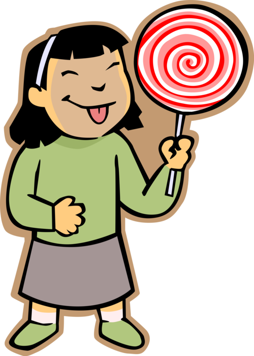 Vector Illustration Of Primary Or Elementary School - Girl With Lollipop Clipart (500x700), Png Download
