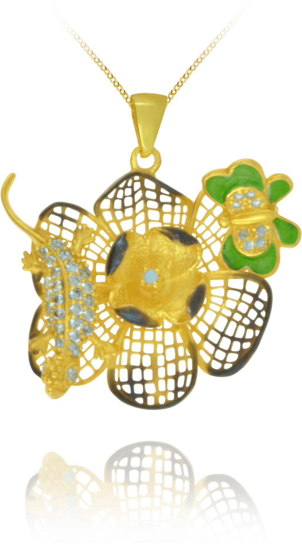 Golden Filigree Flower Pendant - Locket (2048x2048), Png Download