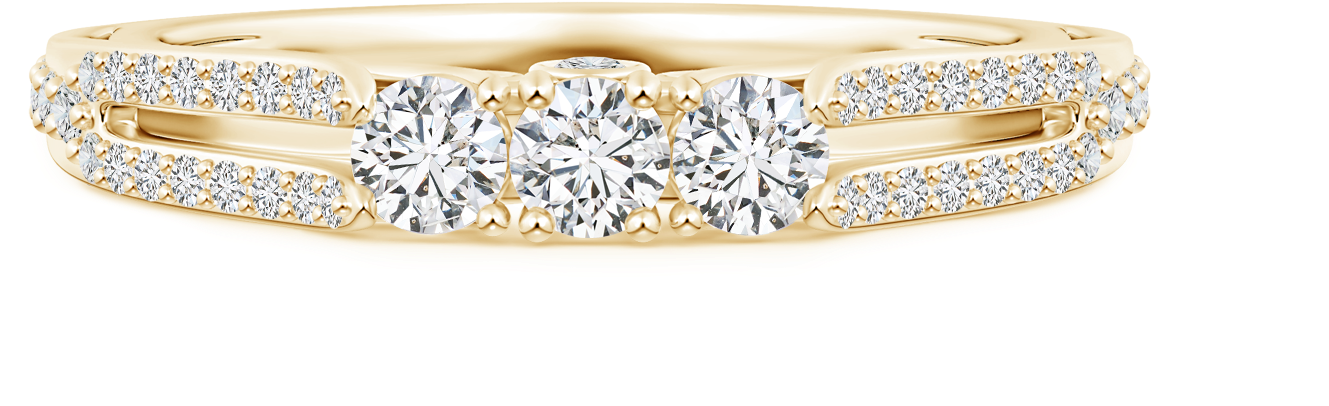 Lab Grown Diamond Three Stone Ring With Filigree - Engagement Ring (1500x1500), Png Download