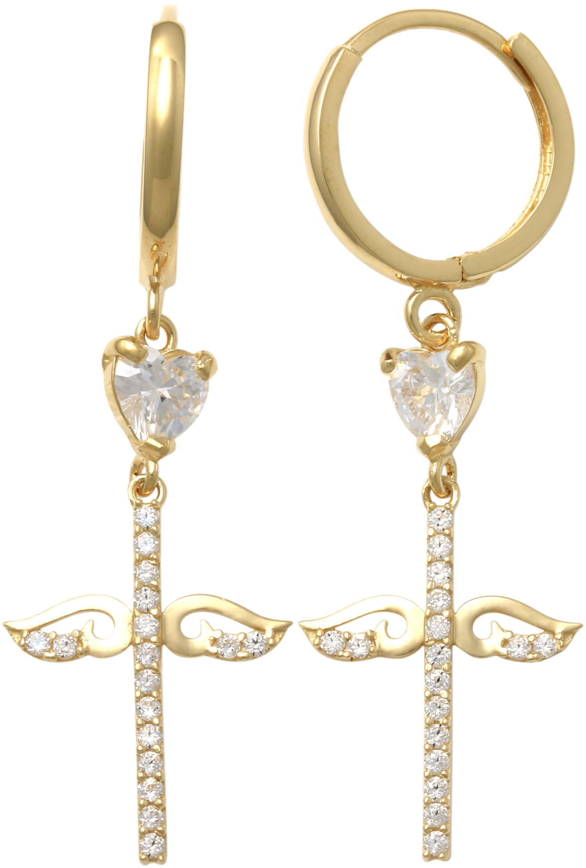 14kt Diamond Angel Wing Cross - Keychain (2000x2000), Png Download